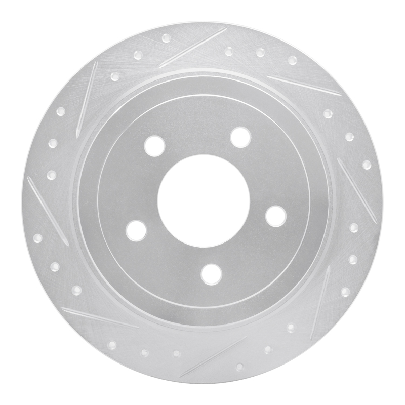 Ford Explorer Sport Trac Brake Rotor (1) - Rear Left - R1 Concepts - Drilled & Slotted - Silver - `03-`05